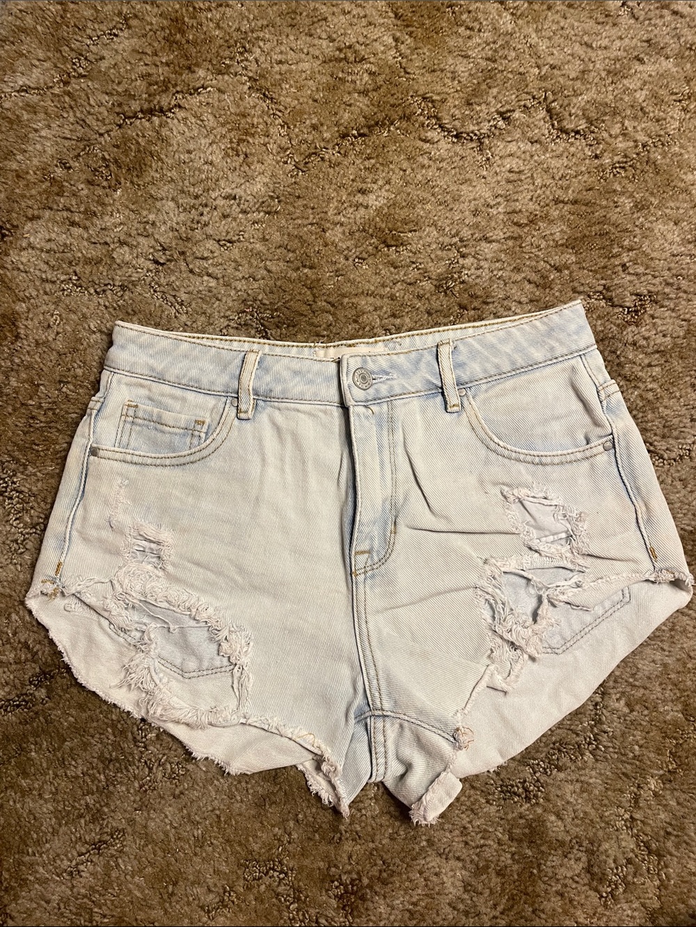 Pacsun Light Wash Distressed High Rise Festival Shorts Size 25 Woman’s